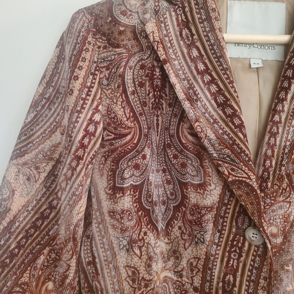 Henry Cottons Paisley Brown Two Button Blazer Jacket 4 - Picture 5 of 14